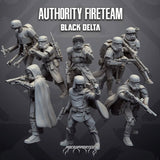 Authority Fireteam Black Delta - Premade Special Operations Squad - SW Legion Compatible Miniature (38-40mm tall) High Quality 8k Resin 3D Print - Skullforge Studios - Gootzy Gaming