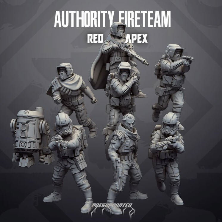 Authority Fireteam Red Apex Stormtroopers - Premade Special Operations Squad - SW Legion Compatible Miniature (38 - 40mm tall) High Quality 8k Resin 3D Print - Skullforge Studios - Gootzy Gaming
