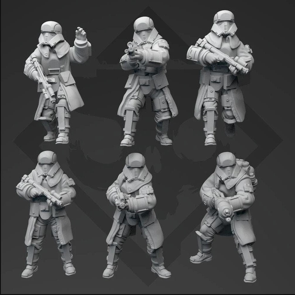 Authority Frontier Leather Coat Squad - 6 Mini Bundle - SW Legion Compatible (38 - 40mm tall) Resin 3D Print - Skullforge Studios - Gootzy Gaming