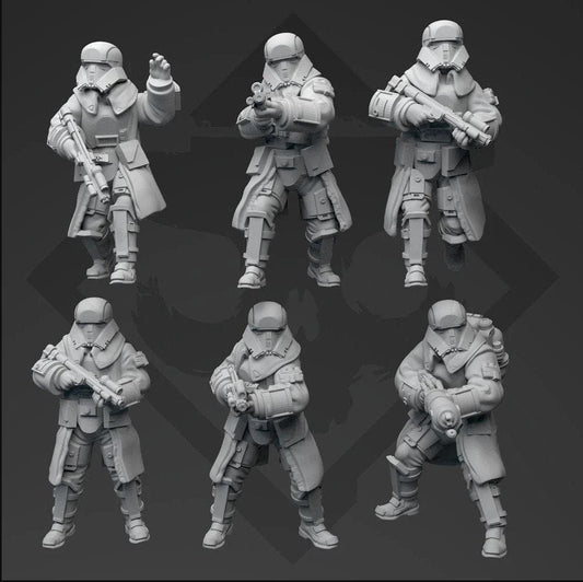 Authority Frontier Leather Coat Squad - 6 Mini Bundle - SW Legion Compatible (38 - 40mm tall) Resin 3D Print - Skullforge Studios - Gootzy Gaming