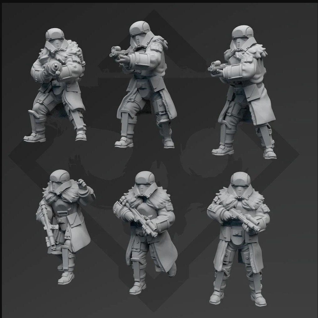 Authority Frontier Thick Coat W/ Fur Squad - 6 Mini Bundle - SW Legion Compatible (38 - 40mm tall) Resin 3D Print - Skullforge Studios - Gootzy Gaming