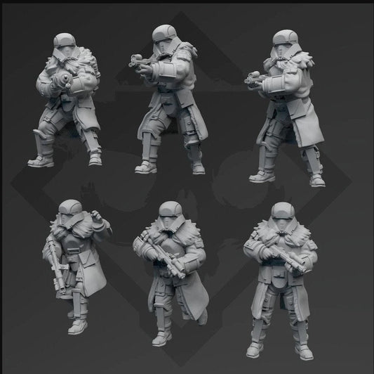 Authority Frontier Thick Coat W/ Fur Squad - 6 Mini Bundle - SW Legion Compatible (38 - 40mm tall) Resin 3D Print - Skullforge Studios - Gootzy Gaming