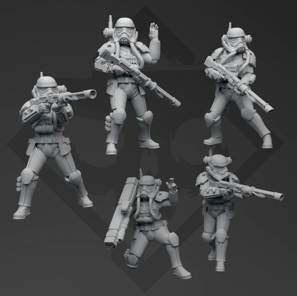 Authority Hazard Trooper Squad -5 mini bundle - SW Legion Compatible (38-40mm tall) Resin 3D Print - Skullforge Studios - Gootzy Gaming