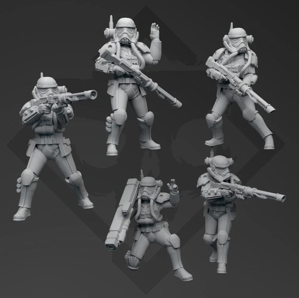 Authority Hazard Trooper Squad - 5 mini bundle - SW Legion Compatible (38 - 40mm tall) Resin 3D Print - Skullforge Studios - Gootzy Gaming