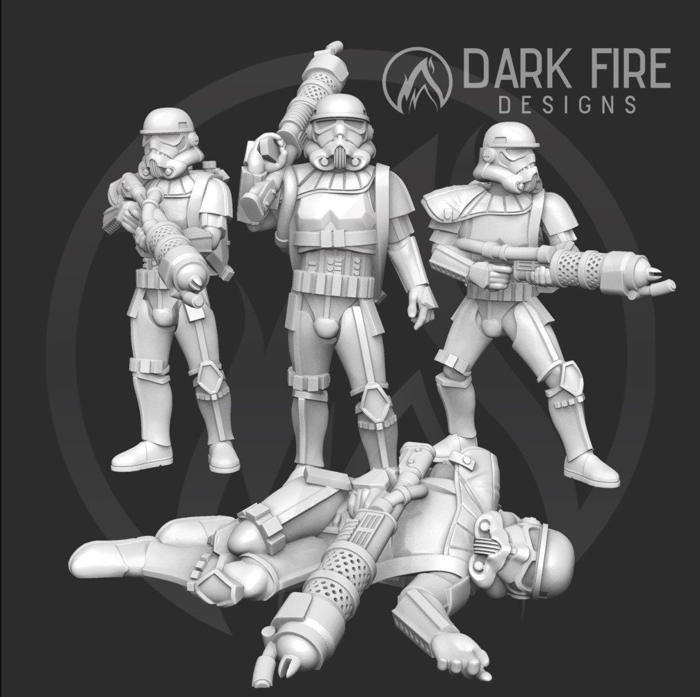 Authority Incinerator Trooper Miniature - SW Legion Compatible (38-40mm tall) Multi-Piece Resin 3D Print - Dark Fire Designs - Gootzy Gaming