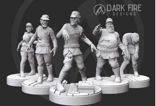 Authority Officer Zombie Troopers Squad Miniatures - SW Legion Compatible (38-40mm tall) Multi-Piece Resin 3D Print - Dark Fire Designs - Gootzy Gaming