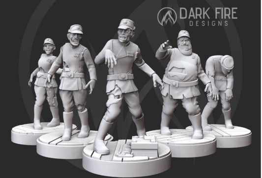 Authority Officer Zombie Troopers Squad Miniatures - SW Legion Compatible (38 - 40mm tall) Multi - Piece Resin 3D Print - Dark Fire Designs - Gootzy Gaming