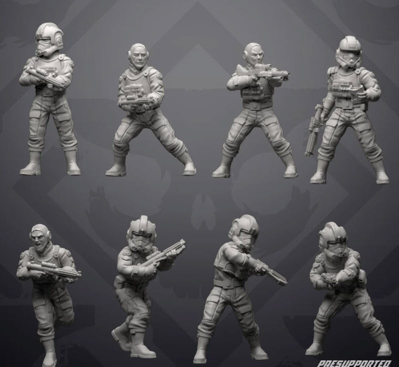 Authority Paratrooper - 8 Miniature All In Bundle - SW Legion Compatible (38 - 40mm tall) Resin 3D Print - Skullforge Studios - Gootzy Gaming