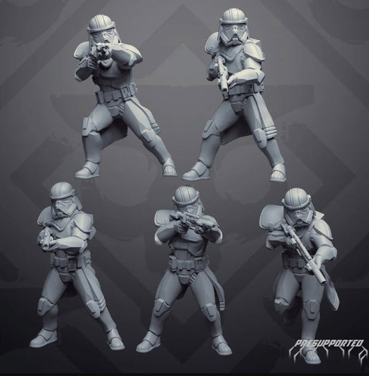 Authority Phase II Exterminator Trooper Squad - 5 Miniature All In Bundle - SW Legion Compatible (38 - 40mm tall) Resin 3D Print - Skullforge Studios - Gootzy Gaming