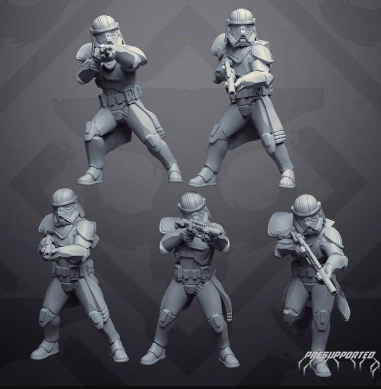 Authority Phase II Exterminator Trooper Squad - 5 Miniature All In Bundle- SW Legion Compatible (38-40mm tall) Resin 3D Print - Skullforge Studios - Gootzy Gaming