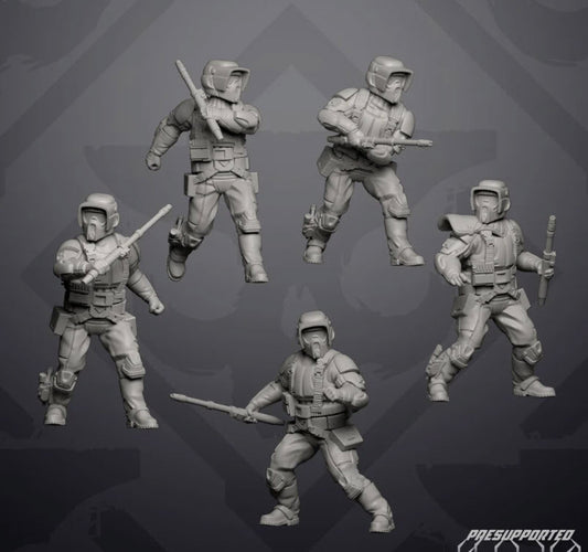 Authority Recon Shock Baton Trooper - 5 Miniature All In Bundle - SW Legion Compatible (38 - 40mm tall) Resin 3D Print - Skullforge Studios - Gootzy Gaming