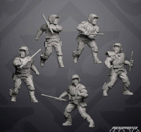 Authority Recon Shock Baton Trooper - 5 Miniature All In Bundle- SW Legion Compatible (38-40mm tall) Resin 3D Print - Skullforge Studios - Gootzy Gaming