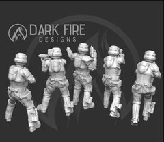 Authority Recon Trooper Squad - 5 miniature bundle - SW Legion Compatible (38 - 40mm tall) Multi - Piece Resin 3D Print - Dark Fire Designs - Gootzy Gaming