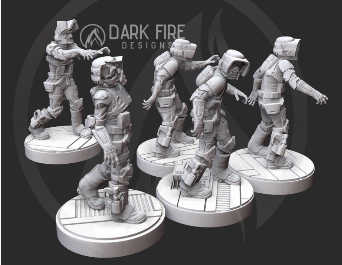 Authority Recon Zombie Troopers Squad Miniatures - SW Legion Compatible (38 - 40mm tall) Multi - Piece Resin 3D Print - Dark Fire Designs - Gootzy Gaming