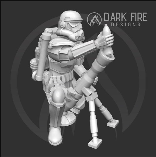 Authority Sandy Mortar Trooper - SW Legion Compatible (38 - 40mm tall) Multi - Piece Resin 3D Print - Dark Fire Designs - Gootzy Gaming