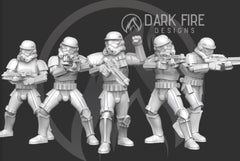 Authority Standard Trooper Squad - 5 Mini Bundle - SW Legion Compatible (38-40mm tall) Multi-Piece Resin 3D Print - Dark Fire Designs