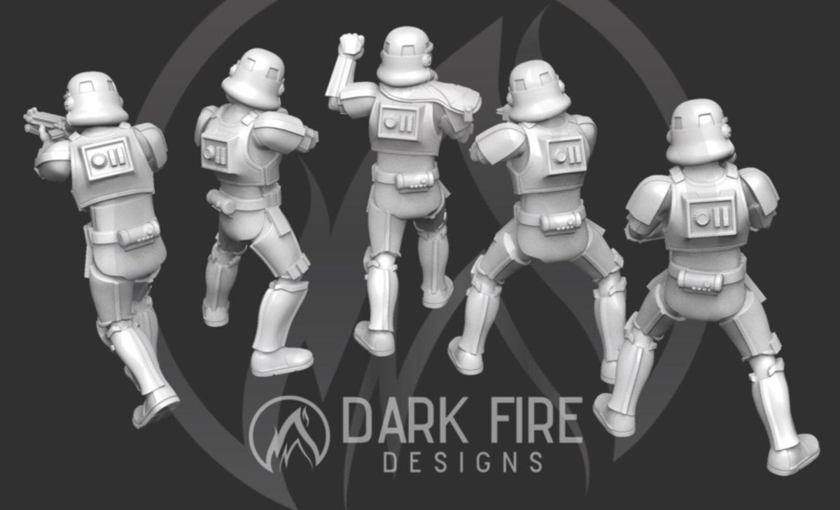 Authority Standard Trooper Squad - 5 Mini Bundle - SW Legion Compatible (38 - 40mm tall) Multi - Piece Resin 3D Print - Dark Fire Designs - Gootzy Gaming