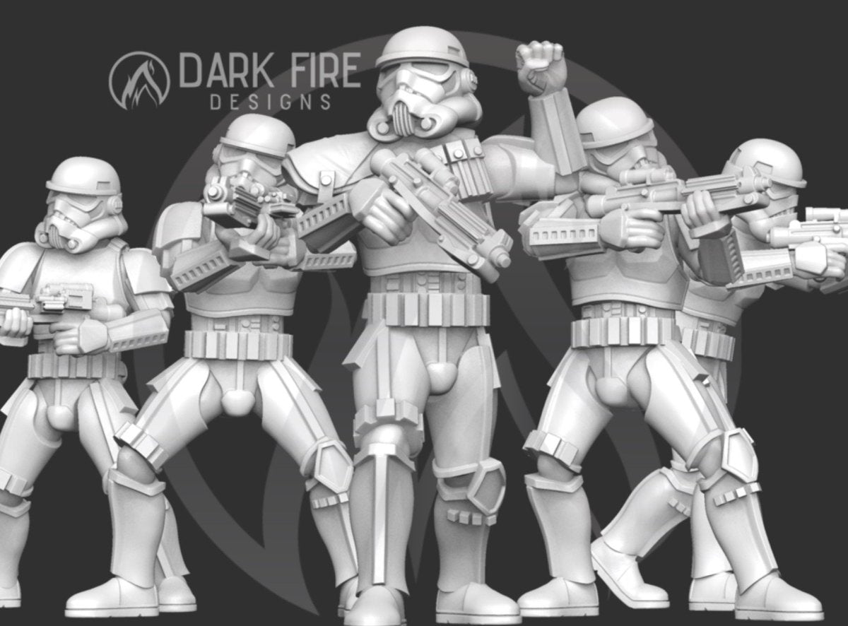 Authority Standard Trooper Squad - 5 Mini Bundle - SW Legion Compatible (38 - 40mm tall) Multi - Piece Resin 3D Print - Dark Fire Designs - Gootzy Gaming