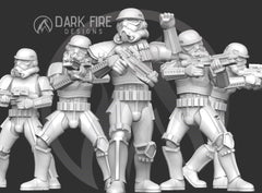 Authority Standard Trooper Squad - 5 Mini Bundle - SW Legion Compatible (38 - 40mm tall) Multi - Piece Resin 3D Print - Dark Fire Designs - Gootzy Gaming