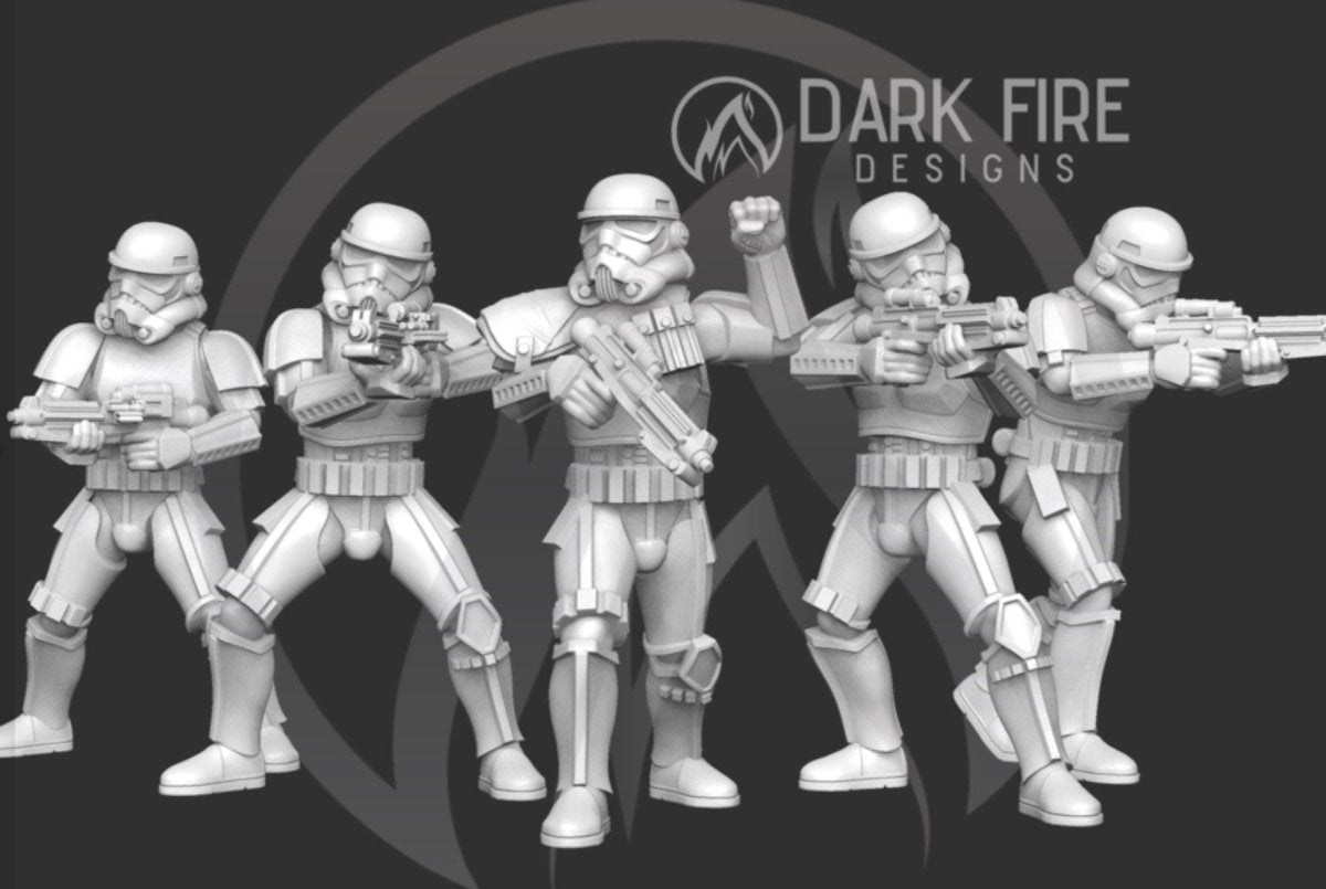Authority Standard Trooper Squad - 5 Mini Bundle - SW Legion Compatible (38 - 40mm tall) Multi - Piece Resin 3D Print - Dark Fire Designs - Gootzy Gaming