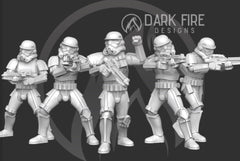 Authority Standard Trooper Squad - 5 Mini Bundle - SW Legion Compatible (38 - 40mm tall) Multi - Piece Resin 3D Print - Dark Fire Designs - Gootzy Gaming