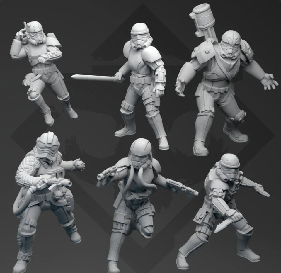 Authority Task Squad 66 - 7 Miniature bundle - SW Legion Compatible (38 - 40mm tall) Resin 3D Print - Skullforge Studios - Gootzy Gaming