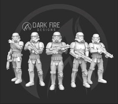 Authority Trooper Casual Squad - 5 miniature bundle - SW Legion Compatible (38-40mm tall) Multi-Piece Resin 3D Print - Dark Fire Designs - Gootzy Gaming