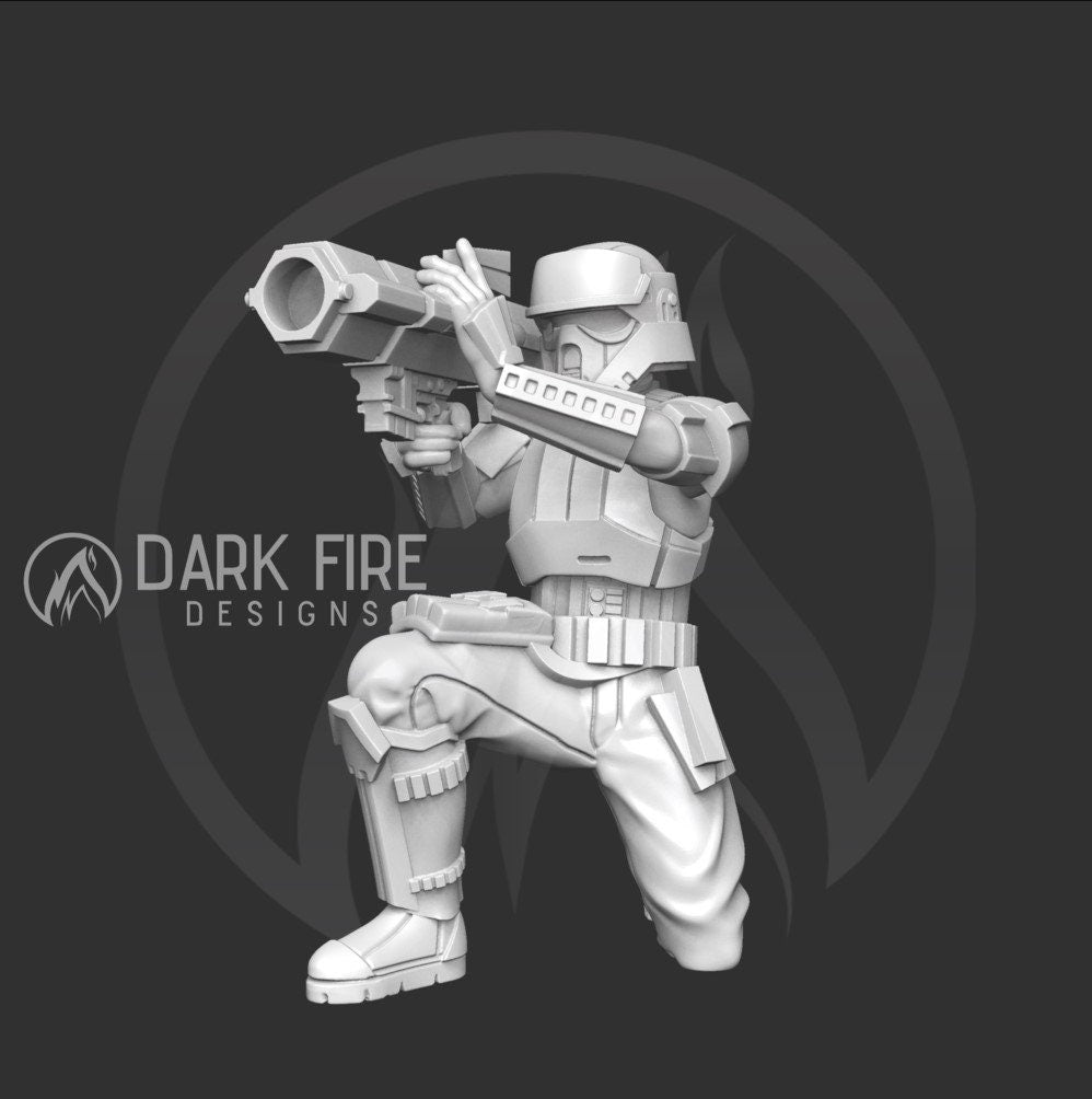 Authority Tropical Rocket Trooper Miniature - SW Legion Compatible (38 - 40mm tall) Multi - Piece Resin 3D Print - Dark Fire Designs - Gootzy Gaming