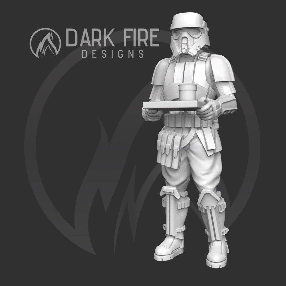 Authority Tropical Server Trooper w/Tray Miniature - SW Legion Compatible (38-40mm tall) Multi-Piece Resin 3D Print - Dark Fire Designs - Gootzy Gaming