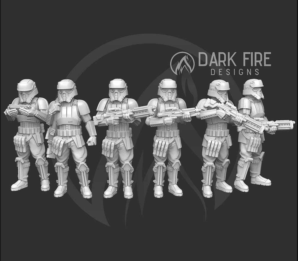 Authority Tropical Squad (Casual Poses) - 5 miniature bundle - SW Legion Compatible (38-40mm tall) Resin 3D Print - Dark Fire Designs - Gootzy Gaming