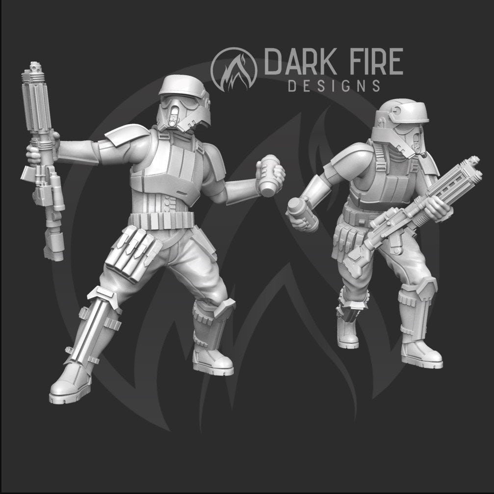 Authority Tropical Trooper Grenadier Miniature - SW Legion Compatible (38-40mm tall) Multi-Piece Resin 3D Print - Dark Fire Designs - Gootzy Gaming