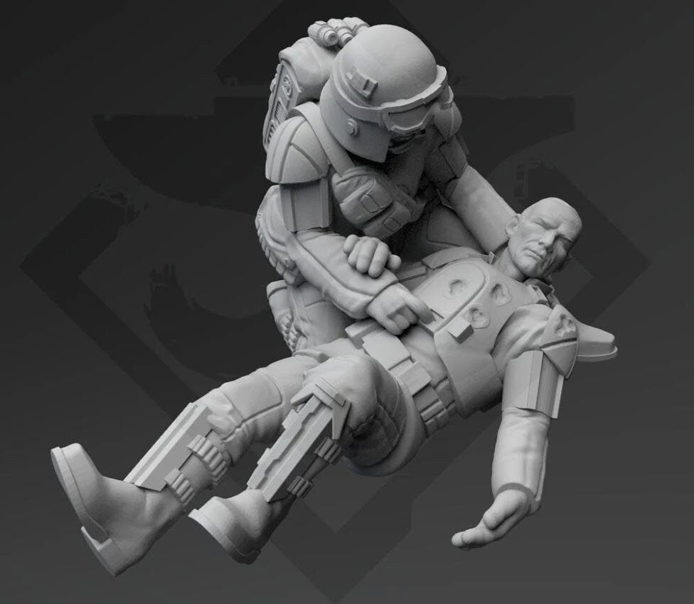 Authority Wounded Field Trooper Objective Marker Miniature - SW Legion Compatible (38-40mm tall) Resin 3D Print - Skullforge Studios - Gootzy Gaming
