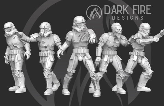 Authority Zombie Trooper V1 Squad - 5 Mini Bundle - SW Legion Compatible (38-40mm tall) Resin 3D Print - Dark Fire Designs - Gootzy Gaming