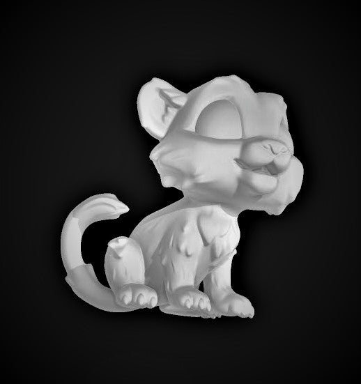 Baby Chibi Tiger Cub - Small Single Roleplaying Miniature for D&D or Pathfinder - 32mm Scale Detailed Resin 3D Print - Gootzy Gaming