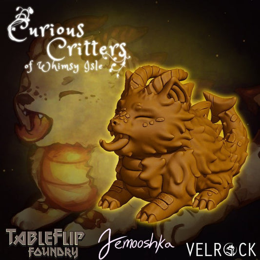 Baby Draco Wolf / Horned Wolf - Small Single Roleplaying Miniature for D&D or Pathfinder - 32mm Scale Detailed Resin 3D Print - Velrock Art - Gootzy Gaming