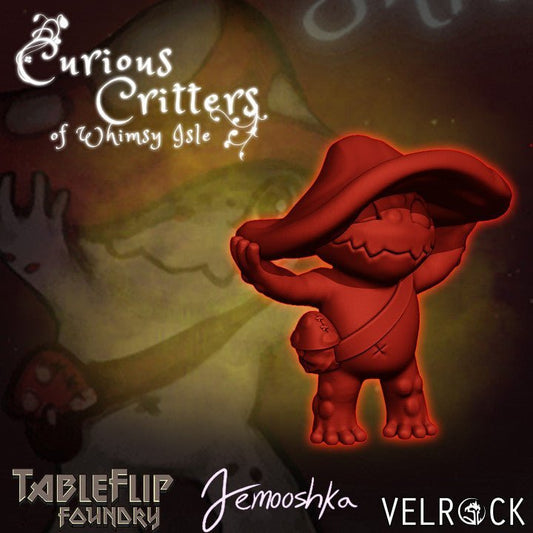 Baby Mushroom Explorer - Small Single Roleplaying Miniature for D&D or Pathfinder - 32mm Scale Detailed Resin 3D Print - Velrock Art - Gootzy Gaming