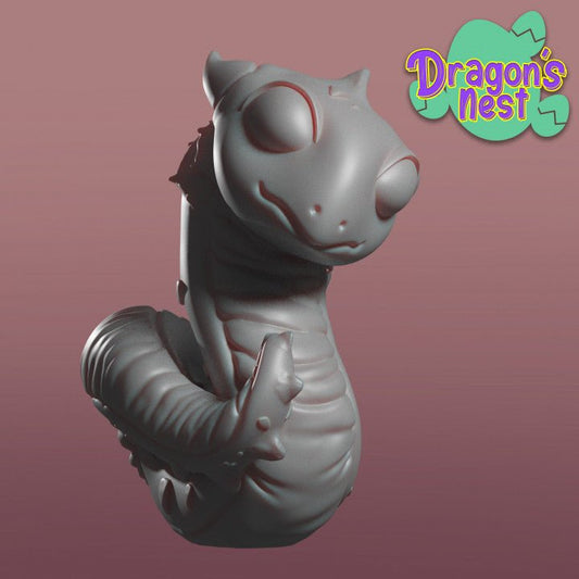 Baby Wyrm - Small Single Roleplaying Miniature for D&D or Pathfinder - 32mm Scale Resin 3D Print - Red Clay Collectibles - Gootzy Gaming