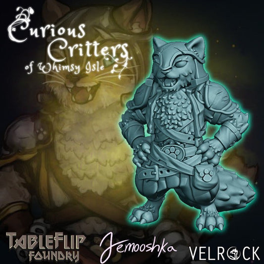 Badger Pugilist Brawler - Small Single Roleplaying Miniature for D&D or Pathfinder - 32mm Scale Detailed Resin 3D Print - Velrock Art - Gootzy Gaming