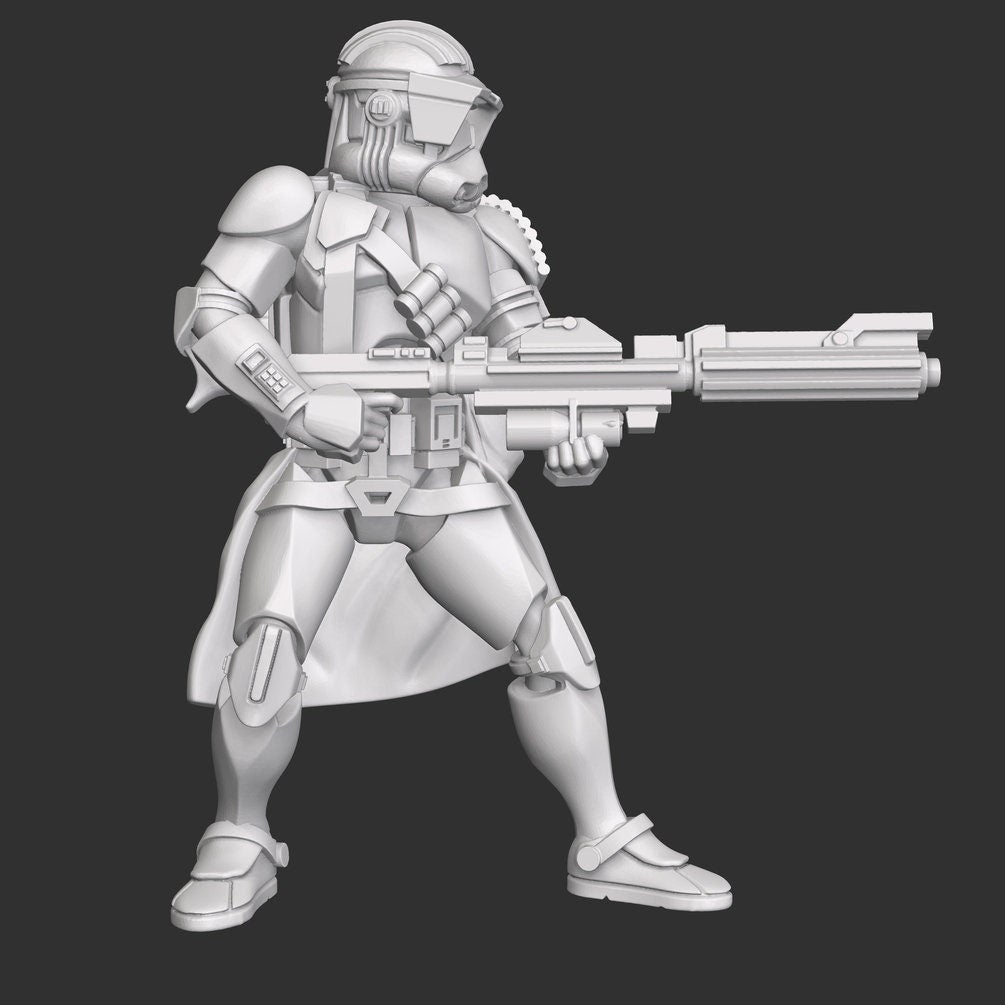 Battlefront Rifle Clone Trooper - SW Legion Compatible (38 - 40mm tall) Multi - Piece Resin 3D Print - Dark Fire Designs - Gootzy Gaming