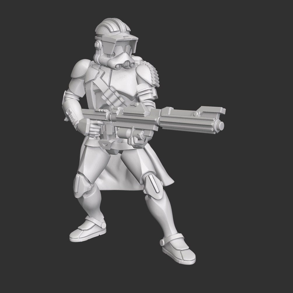 Battlefront Rifle Clone Trooper - SW Legion Compatible (38-40mm tall) Multi-Piece Resin 3D Print - Dark Fire Designs - Gootzy Gaming