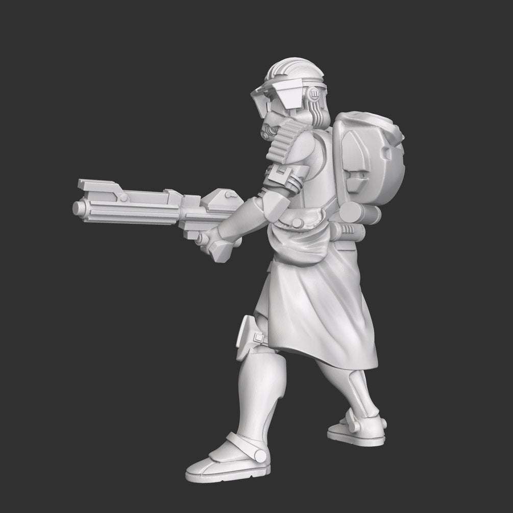 Battlefront Rifle Clone Trooper - SW Legion Compatible (38-40mm tall) Multi-Piece Resin 3D Print - Dark Fire Designs - Gootzy Gaming