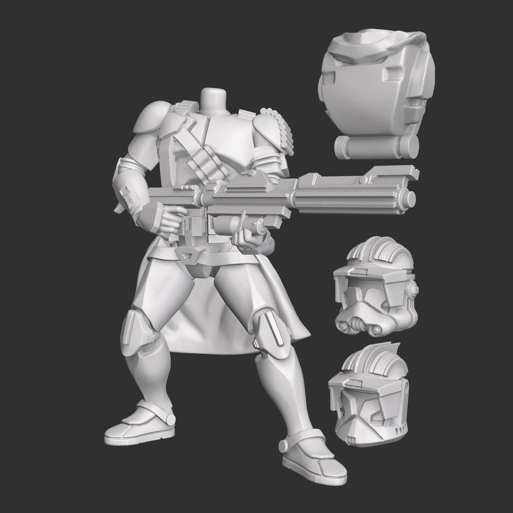 Battlefront Rifle Clone Trooper - SW Legion Compatible (38 - 40mm tall) Multi - Piece Resin 3D Print - Dark Fire Designs - Gootzy Gaming