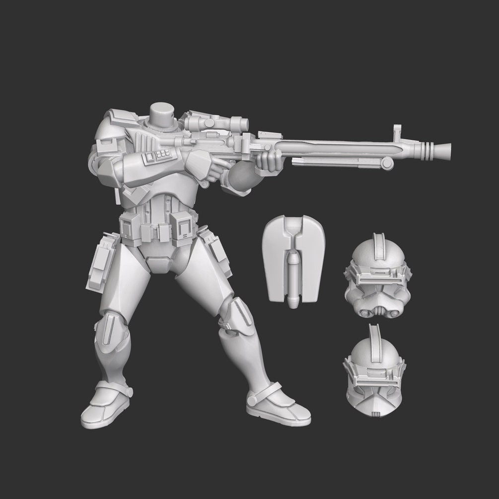Battlefront Sniper Clone Trooper - SW Legion Compatible (38-40mm tall) Multi-Piece Resin 3D Print - Dark Fire Designs - Gootzy Gaming