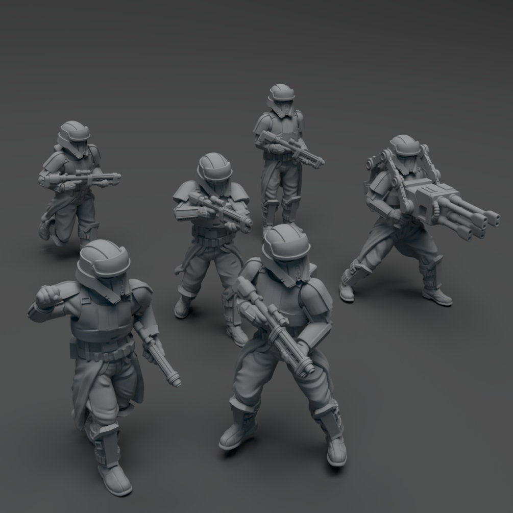 Beach Trooper Squad - 6 Miniature Bundle - SW Legion Compatible (38-40mm tall) Resin 3D Print - Skullforge Studios - Gootzy Gaming
