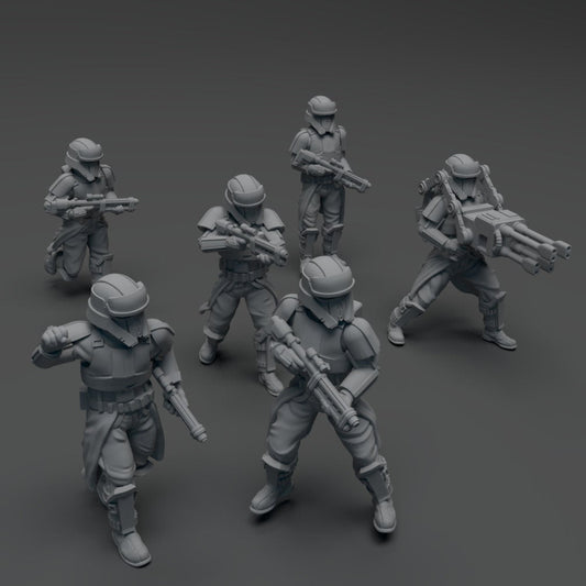 Beach Trooper Squad - 6 Miniature Bundle - SW Legion Compatible (38 - 40mm tall) Resin 3D Print - Skullforge Studios - Gootzy Gaming