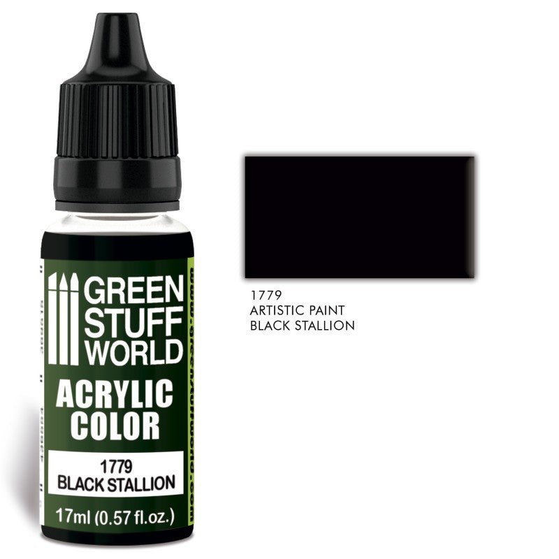Black Stallion - Matte Acrylic Paint - Green Stuff World - 17 mL Dropper Bottle - Gootzy Gaming
