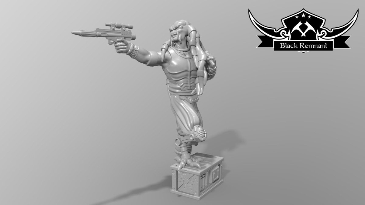 Bloody Blue Pirate Leader Miniature - SW Legion Compatible (38-40mm tall) Multi-Piece Resin 3D Print - Black Remnant - Gootzy Gaming