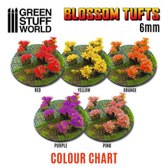 Blossom Flowered Tufts - Orange 6mm - Green Stuff World - 40x Self Adhesives - Gootzy Gaming