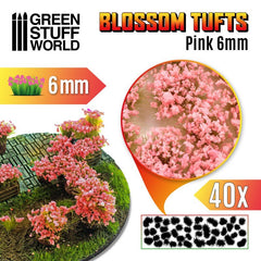 Blossom Flowered Tufts - Pink 6mm - Green Stuff World - 40x Self Adhesives - Gootzy Gaming