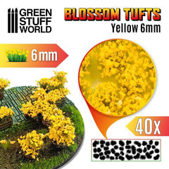 Blossom Flowered Tufts - Yellow 6mm - Green Stuff World - 40x Self Adhesives - Gootzy Gaming